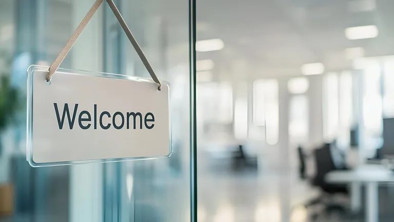 Büro Glastüre mit Welcome Schild
