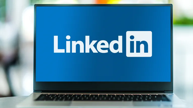 LinkedIn logo on a laptop